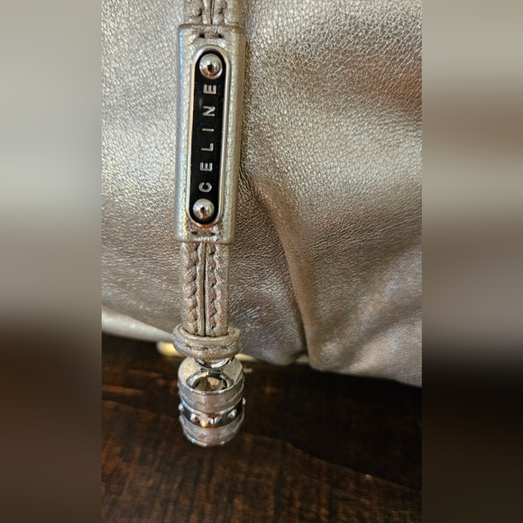 CELINE Authentic Bittersweet Gold Metallic Leather Shoulder Bag Puse Hobo Italy - Picture 2 of 16